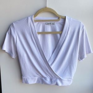Zara White Wrap Front Crop Top